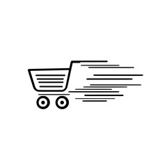Poster - Trolley Icon with Motion Lines in Flat Vector Style for Shopping and Transport Illustrations