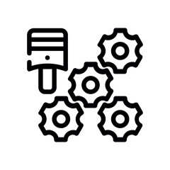 Poster - Illustration of engine piston and gears vector icon design for automotive mechanical engineering and repair services vector