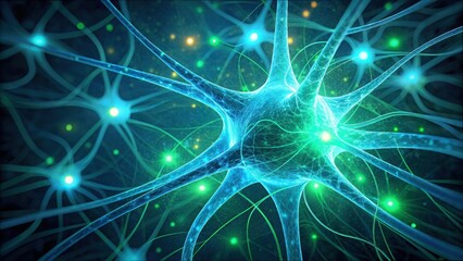 Poster - Close-Up of Light Particles in Healing Neurons for Brain Health