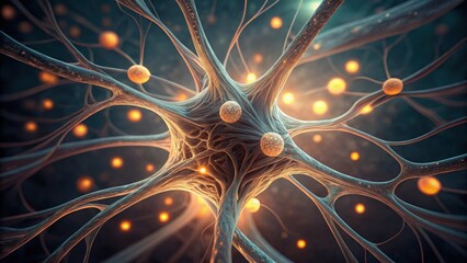 Poster - Abstract Macro View of Neuron Connections with Glowing Particles