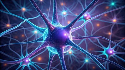 Poster - Detailed Macro Image of Neuron Network in Vibrant Colors and Clarity