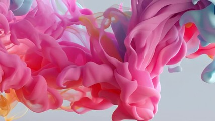 Fototapete - Colorful abstract swirl of pink, blue, and orange fluid shapes creates vibrant and dynamic visual effect, with smooth textures that evoke creativity and energy in motion.