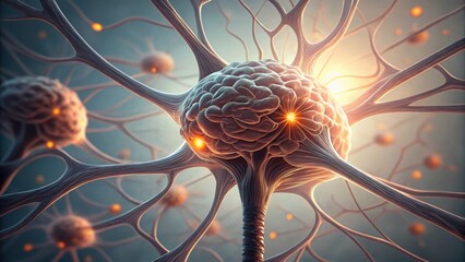 Poster - Macro View of Brain Cells Forming New Connections and Neural Activity