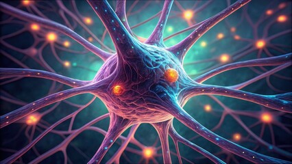 Poster - Detailed Macro Image of Neuron Connections for Scientific Exploration