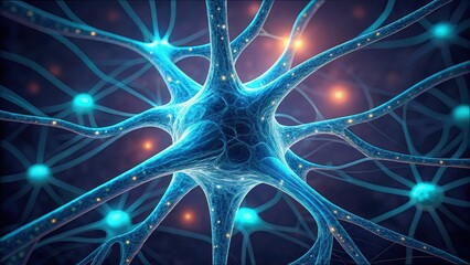 Poster - Abstract Neuron Repair Process with Glowing Connections and Colors