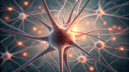 Aufkleber - Close-Up View of Neuron Cells with Energy Lines in Gigapixel Quality