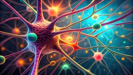 Poster - Detailed View of Neuron Network Under Nanotechnology in Gigapixel Format