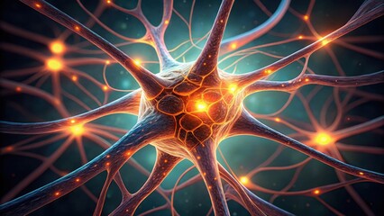 Poster - Vibrant Neuron Structures with Glowing Elements in Gigapixel Detail
