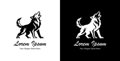Aufkleber - A roaring wolf logo design with a modern style