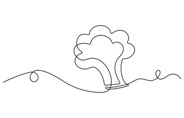 Poster - Continuous one line drawing of broccoli. healthy eating, vegetarianism, vegetable, garden plant, one line, fresh vegetable concept continuous line art. Editable outline, Fresh Broccoli Continuous