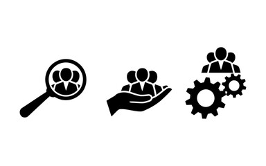 Fototapete - Vector art of teamwork and human resources outline and solid vector icons