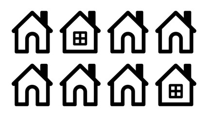 Fototapete - Vector art of various house designs outline and solid vector icons