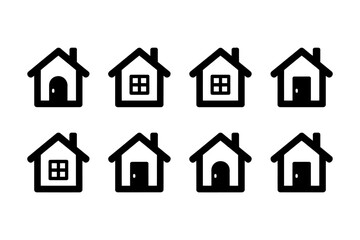 Fototapete - Vector art of various house designs outline and solid vector icons