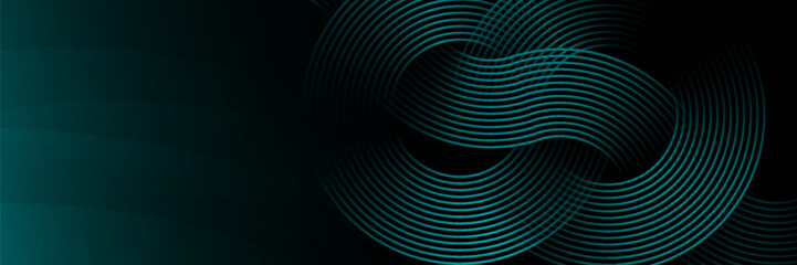 Poster - Modern dark blue abstract horizontal banner background with glowing geometric lines.Suitable for covers, brochures, presentations. vector illustration