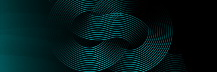 Poster - Modern dark blue abstract horizontal banner background with glowing geometric lines.Suitable for covers, brochures, presentations, flyers. vector illustration