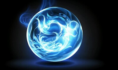Poster - Abstract sphere of luminous blue energy