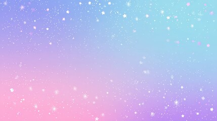 Poster - A dreamy horizontal frame with pastel blue, pink, and purple gradients, decorated with scattered tiny cute stars.