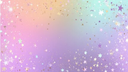 Poster - A pastel gradient horizontal frame with sparkling cute stars scattered across the background, perfect for dreamy and whimsical designs.