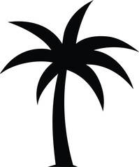 Poster - Minimal black silhouette of a thin palm tree isolated on transparent background