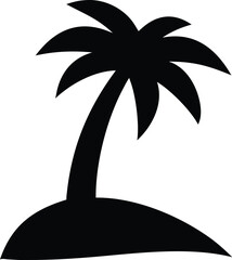 Poster - Minimal black silhouette of a palm tree isolated on transparent background