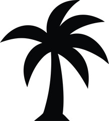 Poster - Minimal black silhouette of a palm tree with spa elements isolated on transparent background