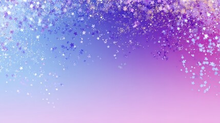 Poster - Mystic pastel purple and blue gradient with tiny floating stars forming a fantasy horizontal frame design.