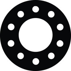 Poster - A stylized black circular ring with evenly spaced white circular perforations against a white background