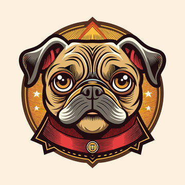 Vintage Cool Pug Dog Character Cartoon Vector Design