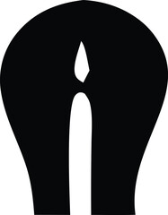 Fototapete - Abstract silhouette of a stylized candle with a flame rendered in bold black and white