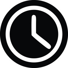 Poster - A simple black and white icon of a clock with hands indicating a time past the hour