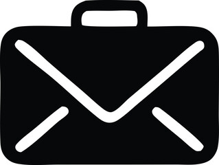 Poster - Simple black icon representing a briefcase or a stylized envelope with a handle conveying business or communication themes