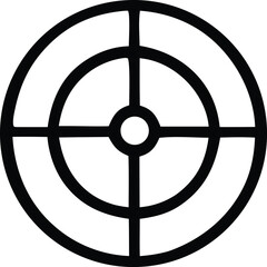Poster - A stark black and white graphic representation of a target or crosshair symbol with concentric circles and intersecting lines