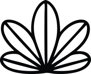 Poster - Stylized black outline of a blooming flower or leaf pattern on a white background