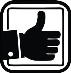 Poster - Stylized black and white thumbs up icon with a rounded square border representing approval and positive feedback