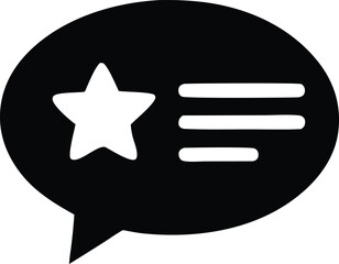 Aufkleber - Black speech bubble icon with a white star and three horizontal lines representing a message or notification