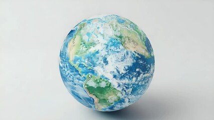 Poster - 3D rendered Earth globe on a white background with continents and oceans highlighted.  Illustrative concept of global view world map and geography.