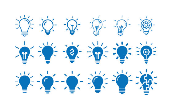 Flat Light Bulb Icons,  Creativity, Questions, and Solutions Collection, symbol of idea and creativity, vector  illustration eps 10.