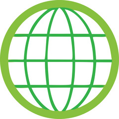 Poster - A simple stylized green globe icon with a grid pattern representing global connection and environmental consciousness