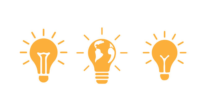 Idea Symbol Vector Set For Inspiration, Light bulb icon. Innovation, ideas, creativity, vector illustration eps 10.