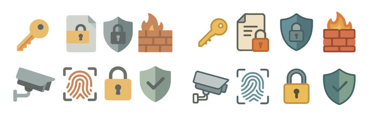 Poster - Security icons representing various protection methods for data, structures, and personal information