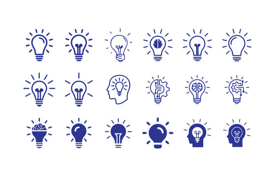 Light Bulb Icon Set, Innovation and Idea Symbols Collection,  Creative Idea, Business Growth, and Innovation Symbols, vector illustration eps 10.