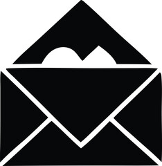 Poster - Stylized black silhouette of an open envelope revealing a heart shape inside