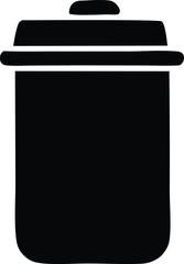 Poster - Simple black silhouette of a trash can with a lid isolated on a white background perfect for design elements