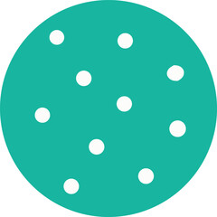 Poster - A vibrant teal circle adorned with a scattered pattern of small white dots creating a playful and modern abstract design
