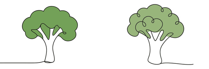 Poster - Creative illustration of two green trees with playful designs presented side by side in a simple style