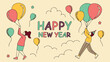 © Alamin - 3D Happy New Year Text with Balloons Vector Illustration (2)