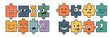 © Alan - Different expressions displayed on puzzle pieces in a colorful layout showcasing emotions and reactions