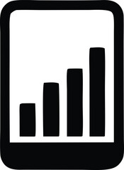 Poster - Simple black and white icon representing a bar graph with four ascending bars within a rounded rectangle frame