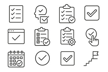 Poster - Creative checklist icons for task management and productivity at home or office