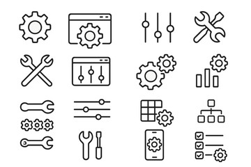 Poster - Illustration of various tools and gears symbolizing technology and engineering processes